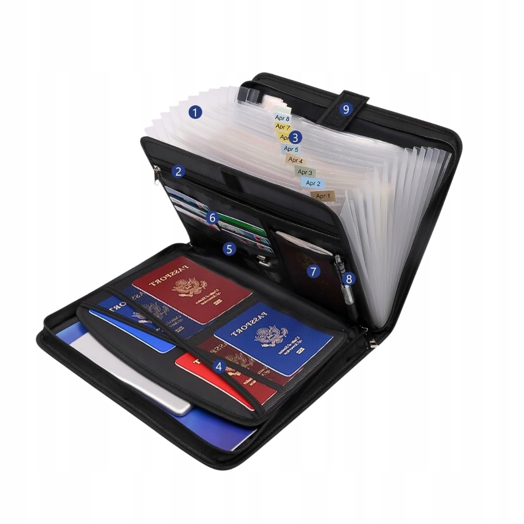 Teczka na Dokumenty A4 Ixydor 13 Przegródek Zamek Organizer Do Paszportów - obrazek 5