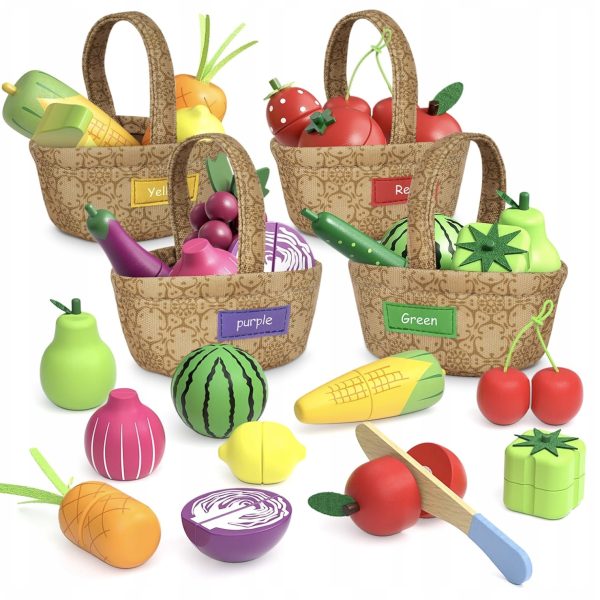 Zestaw Akcesoriów Kuchennych i Sklepowych dla Dzieci 3+ Montessor Drewniany