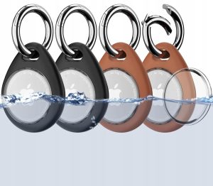 4xEtui Case Na Lokalizator Apple Airtag Brelok Etui ochronne Brązowe Czarne