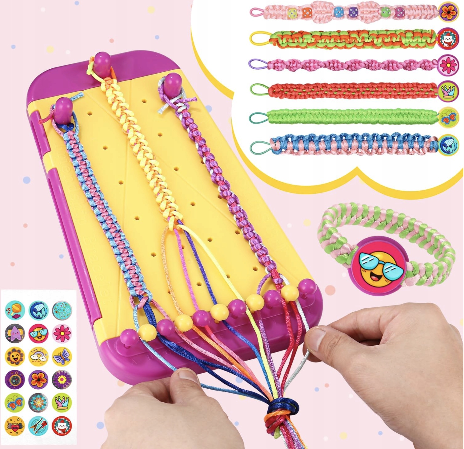 Zestaw Do Robienia Bransoletek Biżuterii z Muliny Duży Dla Dzieci Koraliki - obrazek 3