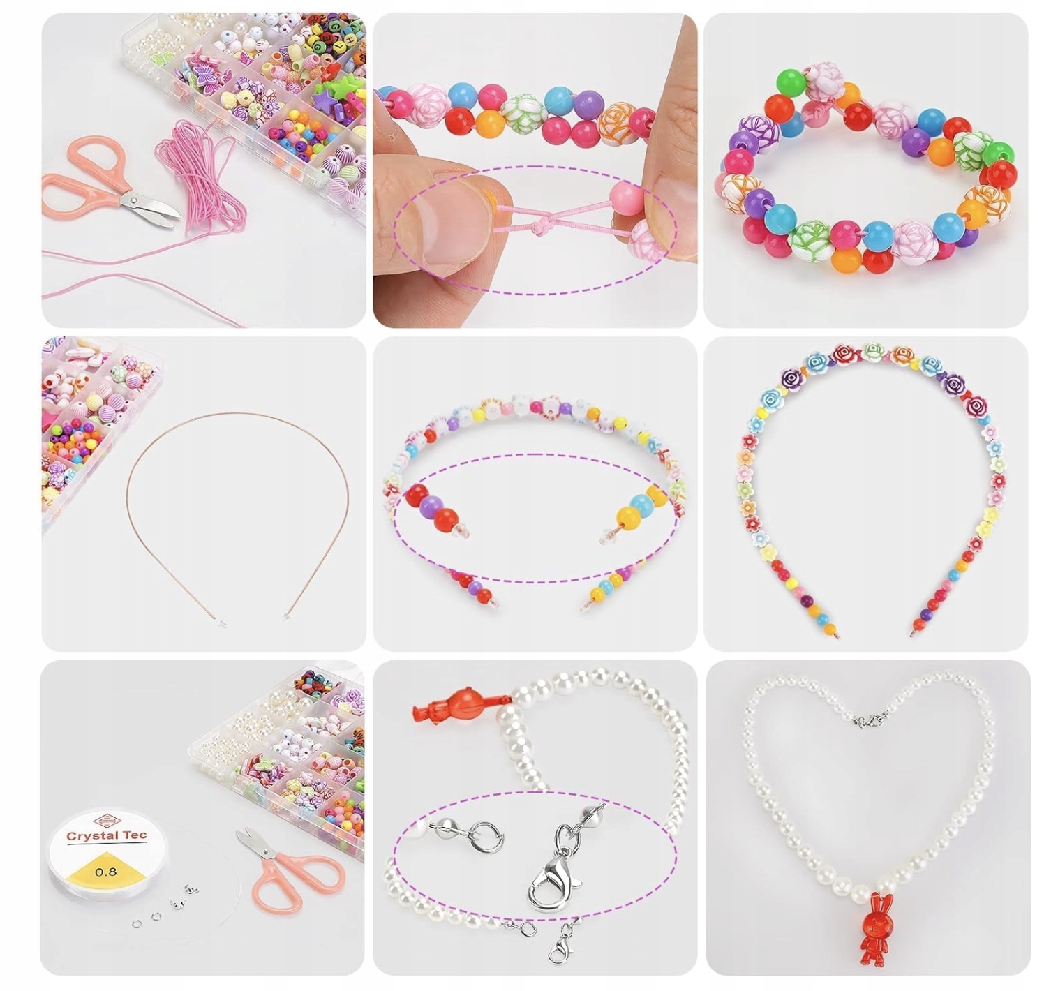 Zestaw Koralików DIY 550 szt. Tworzenie Biżuterii dla Dzieci Koraliki - obrazek 5