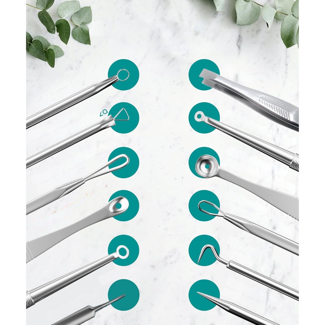 Zestaw do Usuwania Zaskórników 7Szt Wyciskanie Pryszczy Wągrów Stal - obrazek 6