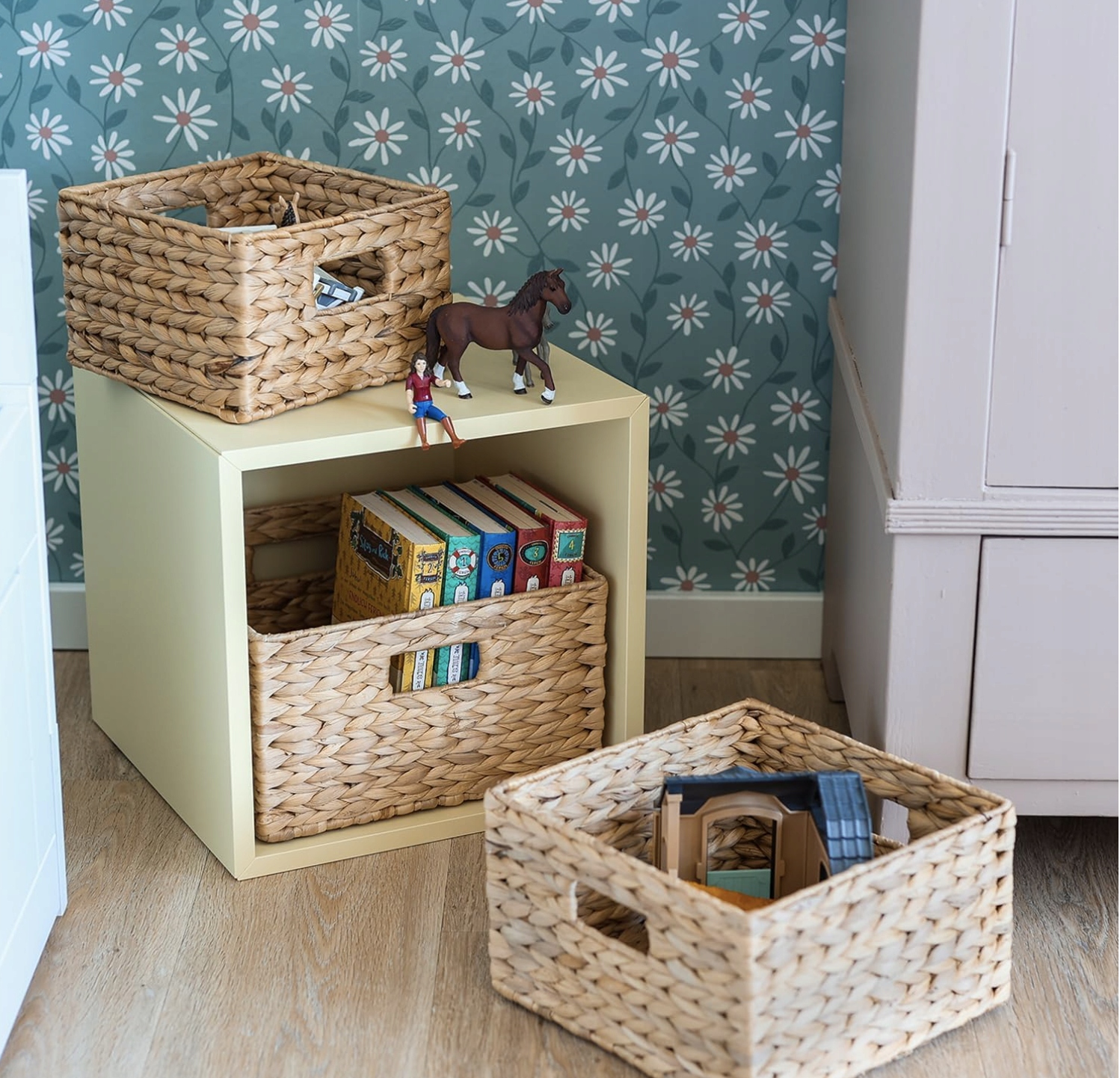 Kosz Do Przechowywania Z Hiacyntu Zestaw 3 sztuk Na Kosmetyki Drobiazgi - obrazek 6