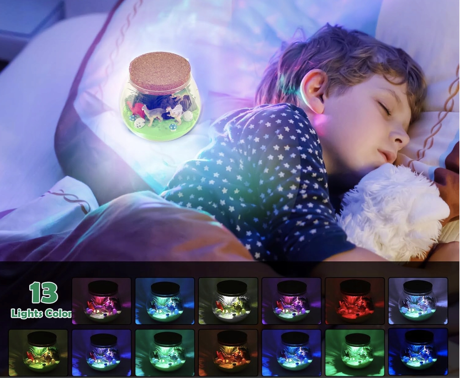 Zestaw DIY Terrarium Dinozaury Piasek Withosent Kreatywna Lampka Nocna LED - obrazek 2