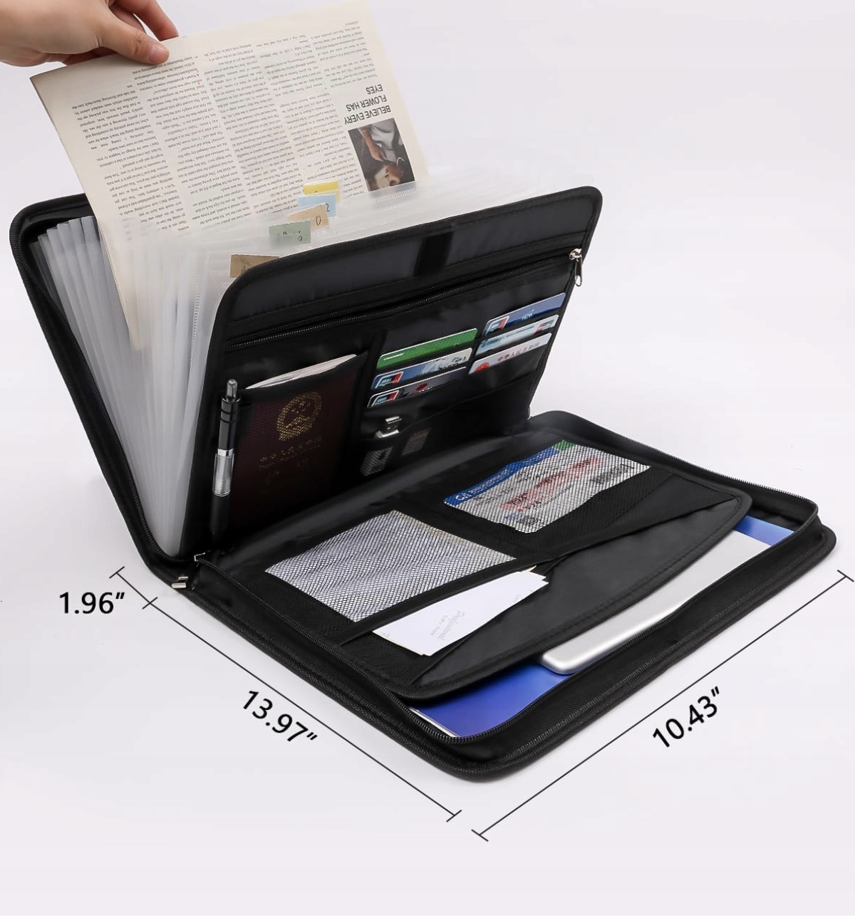 Teczka na Dokumenty A4 Ixydor 13 Przegródek Zamek Organizer Do Paszportów - obrazek 2