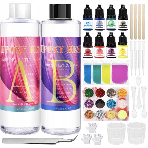 Kompletny Zestaw Żywicy Epoksydowej 2-składnikowej 400 ml do Biżuterii