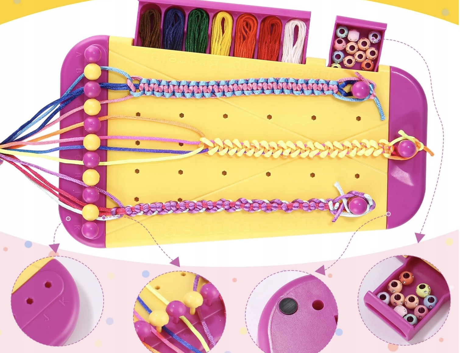 Zestaw Do Robienia Bransoletek Biżuterii z Muliny Duży Dla Dzieci Koraliki - obrazek 2