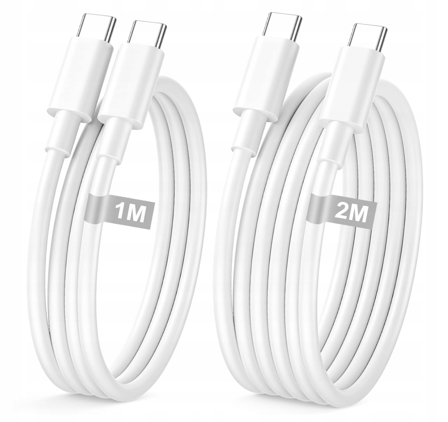 Kabel USB-C 2Pack 1M+2M Szybkie Ładowanie 60W Dla Iphone 16 15 Biały