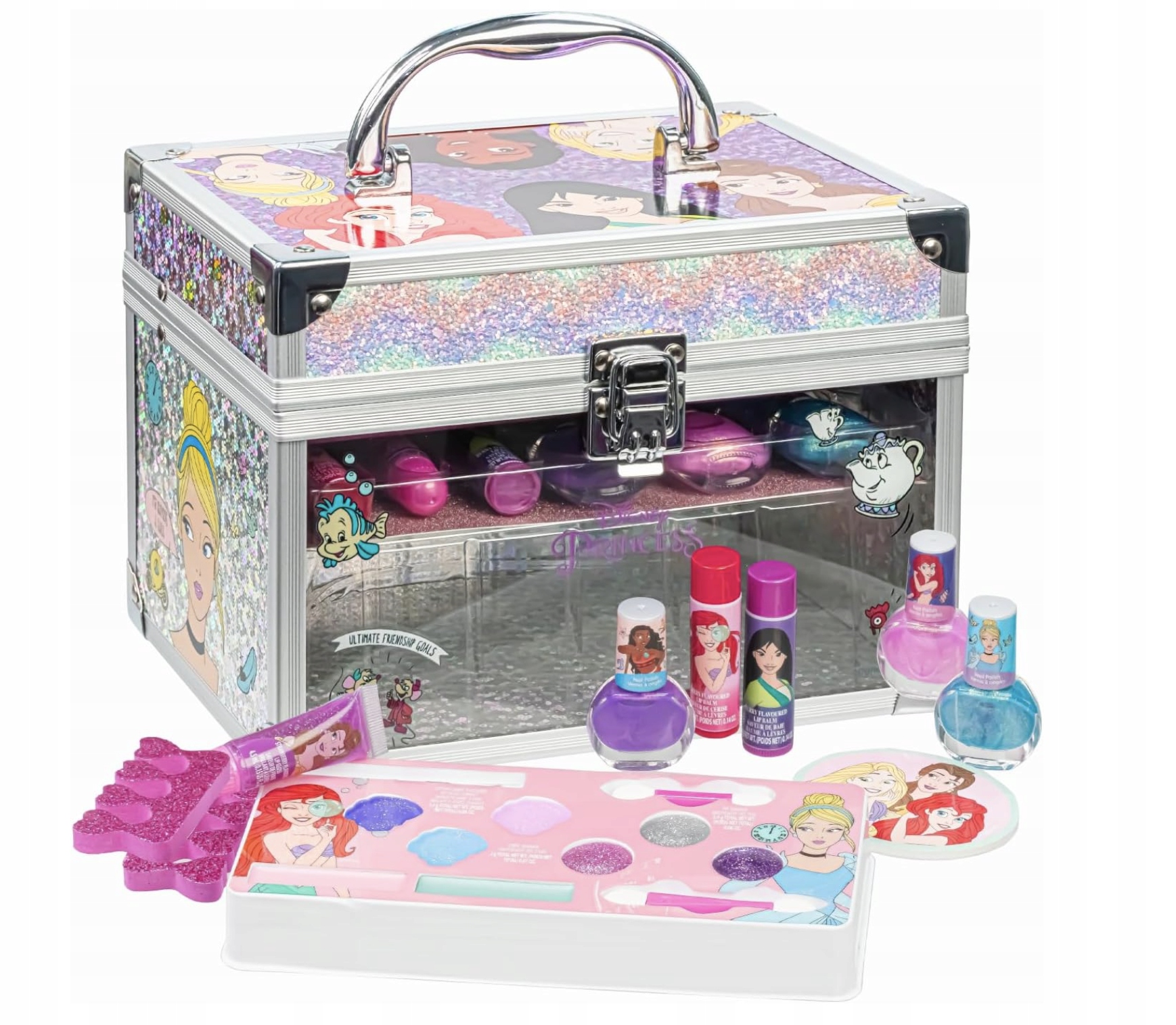 Zestaw Kosmetyczny Dla Dziewczynek Etui Podróżne Błyszczyki Lakier Pędzle