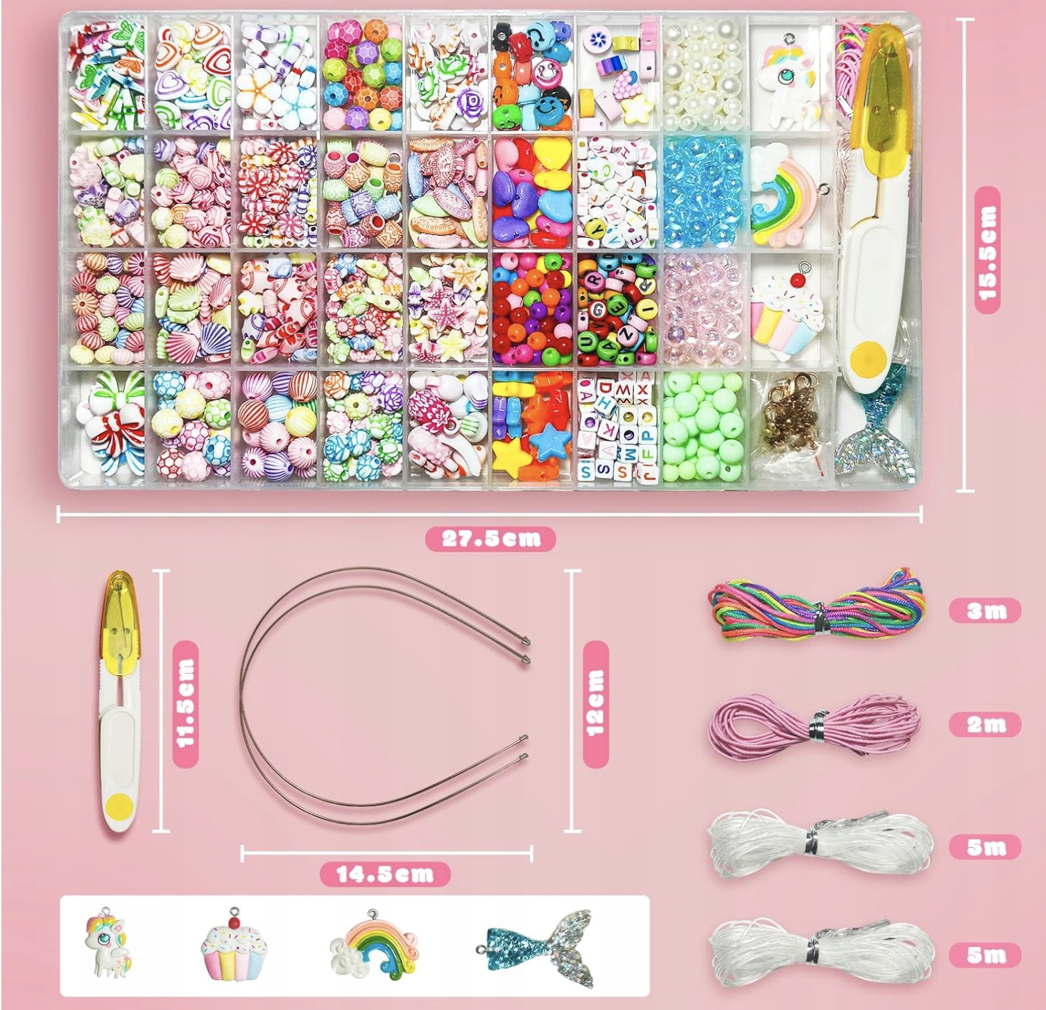 Zestaw do Tworzenia Bransoletek zCharmsami Biżuteria Naszyjnik DIY Koraliki - obrazek 2