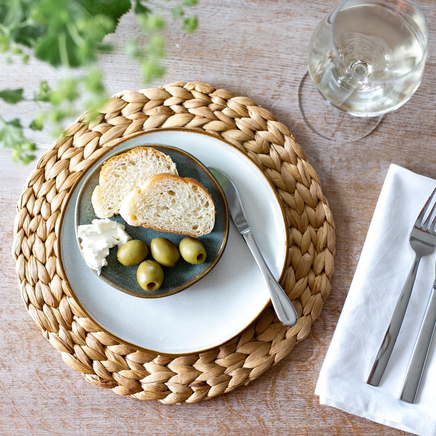 ZESTAW PODKŁADEK STOŁOWYCH | OKRĄGŁY | PLECIONY Z HIACYNTU WODNEGO| 6 SZT - obrazek 2