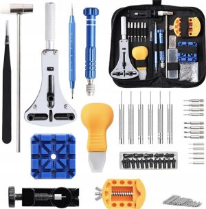 Zestaw Zegarmistrzowski 155 el. Naprawa Zegarków Baterie Paski Etui