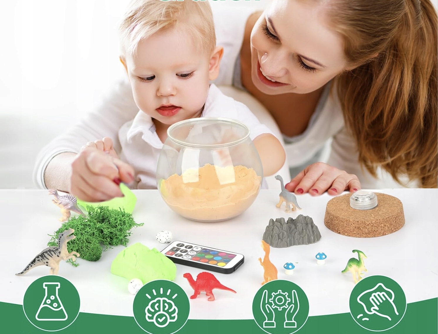 Zestaw DIY Terrarium Dinozaury Piasek Withosent Kreatywna Lampka Nocna LED - obrazek 4