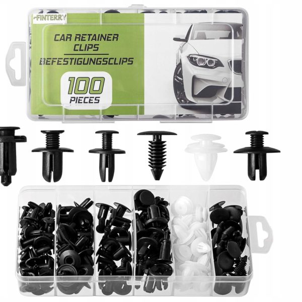 Zestaw 100 Klipsów Samochodowych do Tapicerki Karoserii 6 Rozmiarów