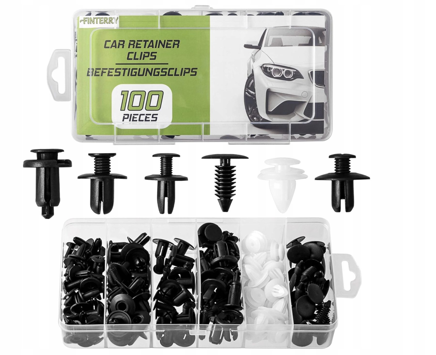 Zestaw 100 Klipsów Samochodowych do Tapicerki Karoserii 6 Rozmiarów