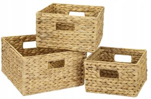 Kosz Do Przechowywania Z Hiacyntu Zestaw 3 sztuk Na Kosmetyki Drobiazgi