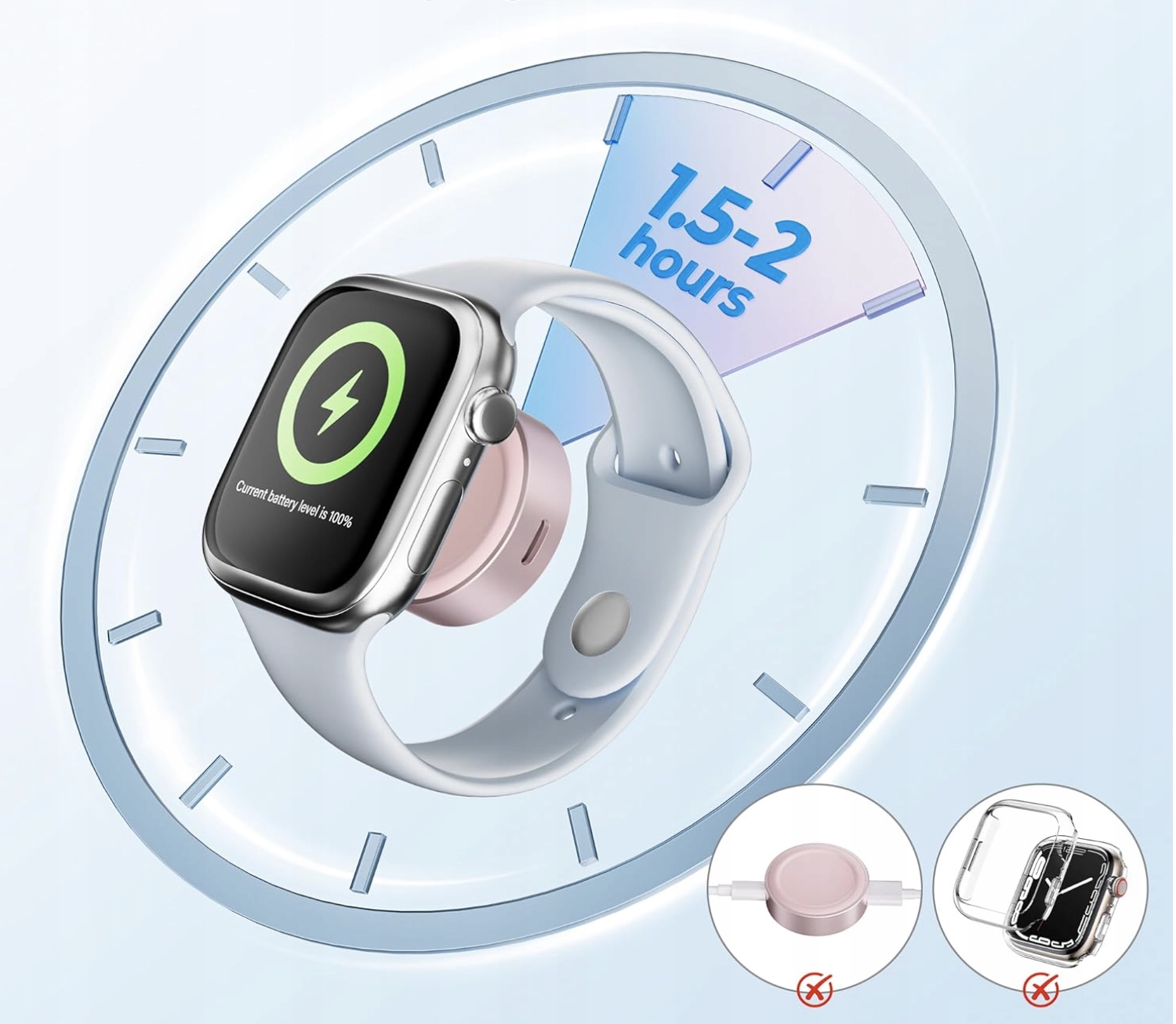 Magnetyczna Ładowarka do Apple Watch USB-C & Lightning Bezprzewodowa Różowa - obrazek 4