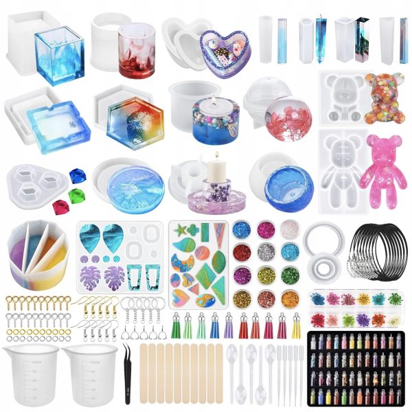 Formy Silikonowe Do Żywicy Epoksydowej 50 Sztuk Zestaw DIY Odlewy Akcesoria