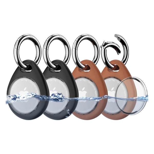 4xEtui Case Na Lokalizator Apple Airtag Brelok Etui ochronne Brązowe Czarne