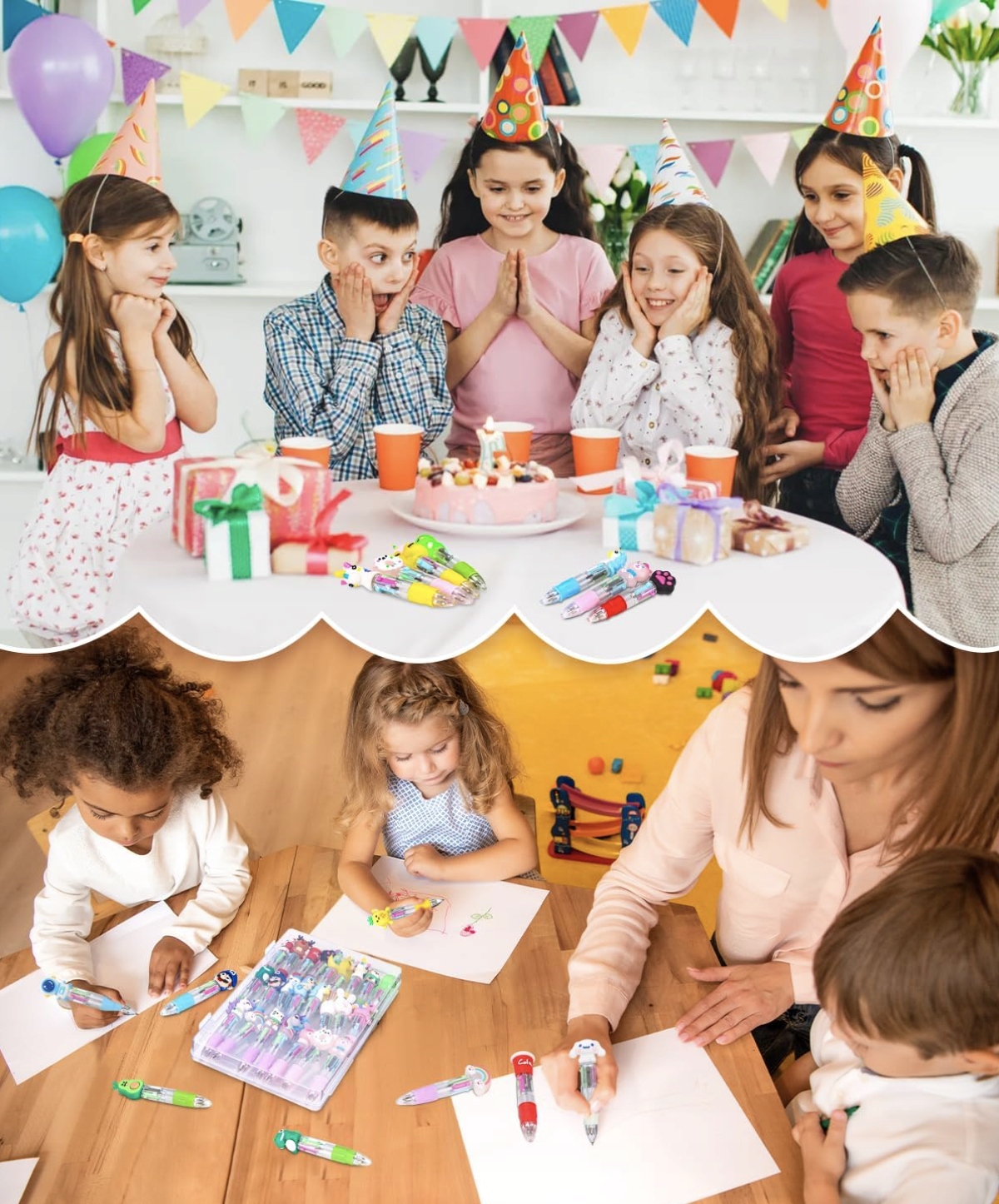 Długopisy 4w1 Dla Dzieci Wielokolorowe Zestaw 34 szt. Zwierzęta Do Szkoły - obrazek 6