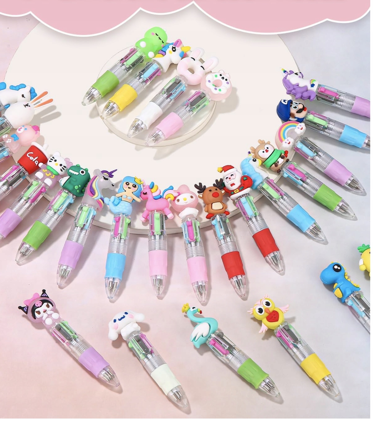 Długopisy 4w1 Dla Dzieci Wielokolorowe Zestaw 34 szt. Zwierzęta Do Szkoły - obrazek 3