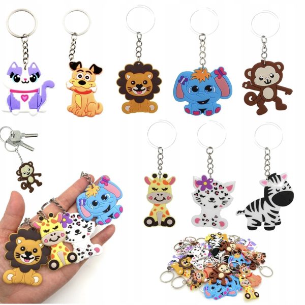 32x Bbreloki Do Kluczy Zawieszki Zwierzątka Silikonowe Zestaw Dla Dzieci