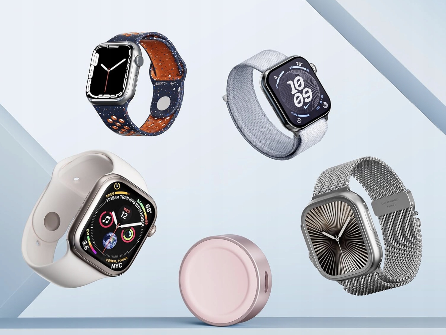 Magnetyczna Ładowarka do Apple Watch USB-C & Lightning Bezprzewodowa Różowa - obrazek 6