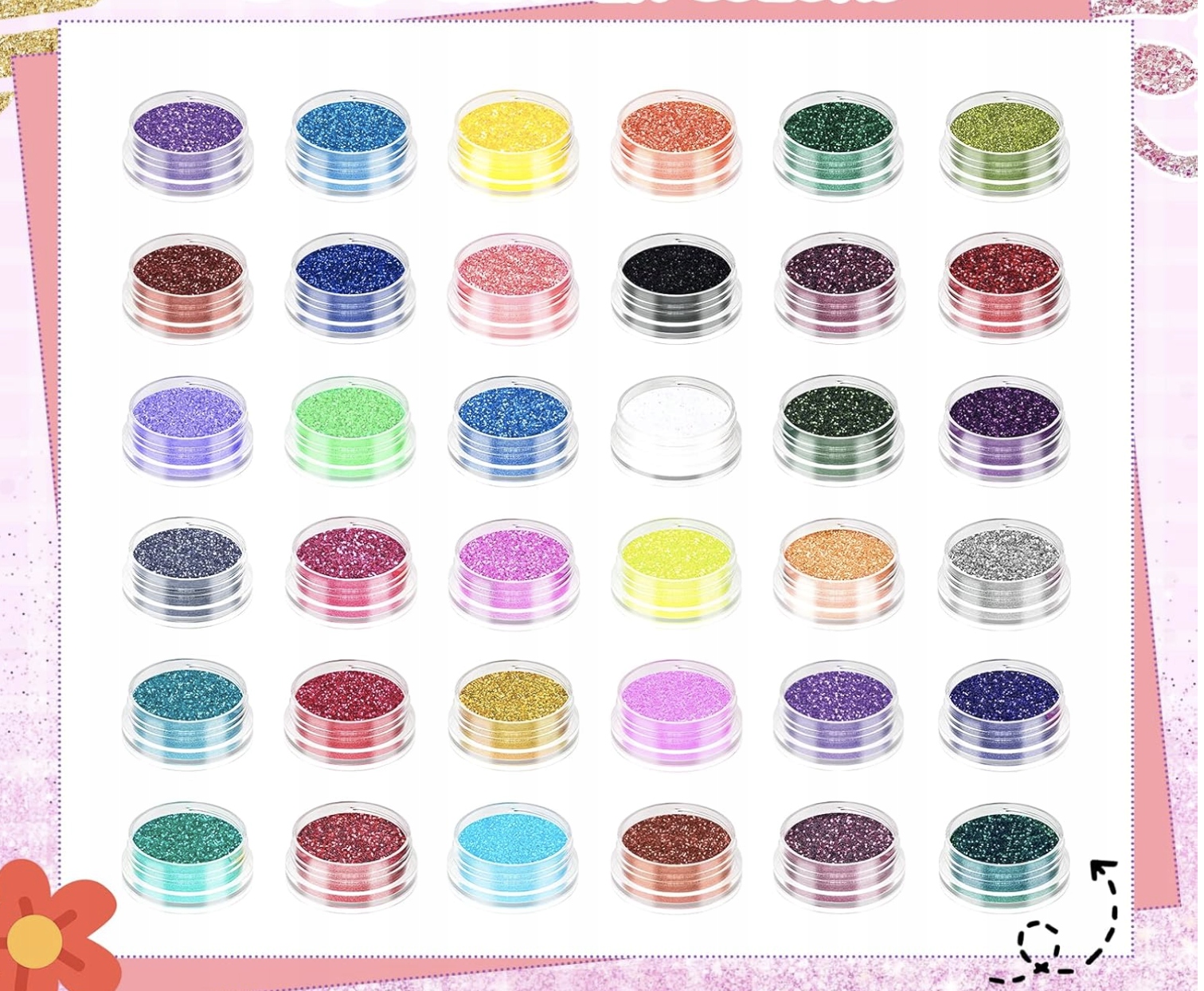 Zestaw Brokatowych Tatuaży Dla Dziewczynek 36 Kolorów 220 Szablonów 3 kleje - obrazek 2