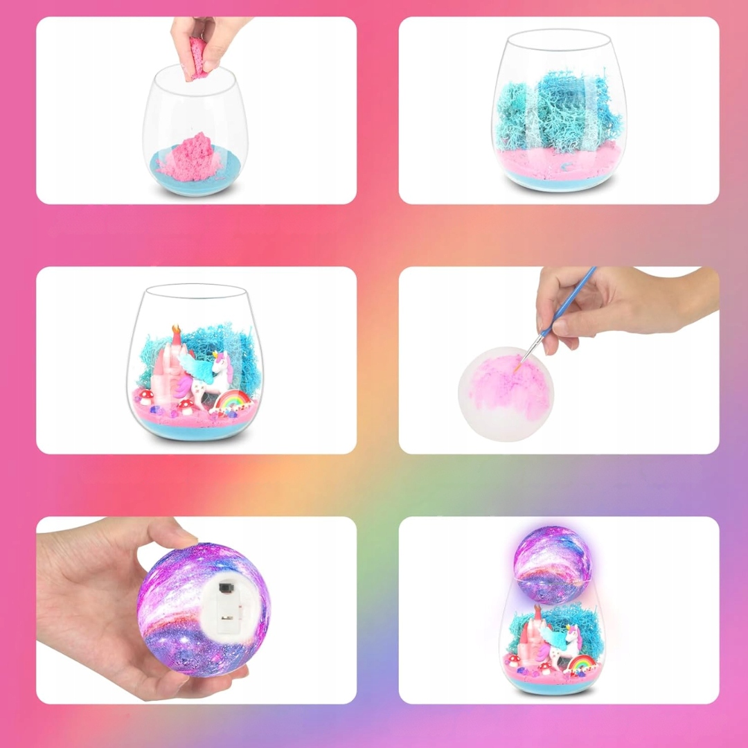 Lampa Księżycowa DIY Akcesoria Do Malowania Terrarium Jednorożec Farbki - obrazek 6