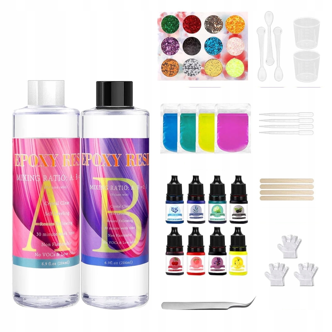 Kompletny Zestaw Żywicy Epoksydowej 2-składnikowej 400 ml do Biżuterii - obrazek 5