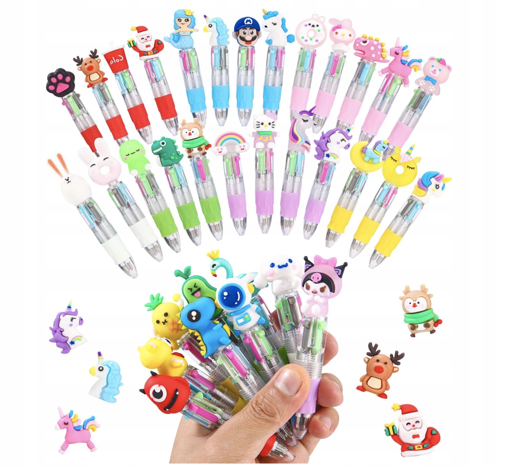 Długopisy 4w1 Dla Dzieci Wielokolorowe Zestaw 34 szt. Zwierzęta Do Szkoły