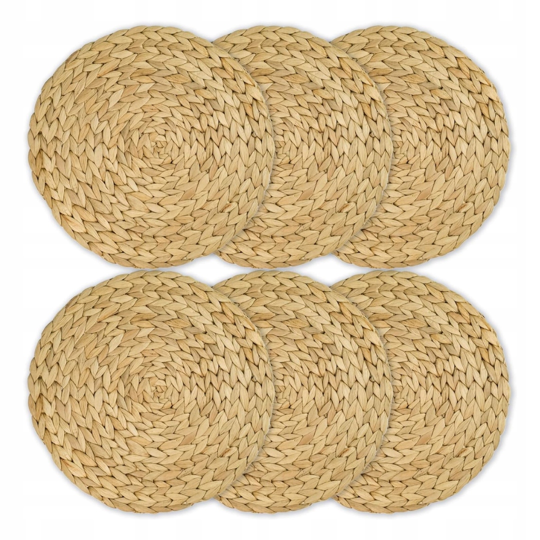 ZESTAW PODKŁADEK STOŁOWYCH | OKRĄGŁY | PLECIONY Z HIACYNTU WODNEGO| 6 SZT - obrazek 10