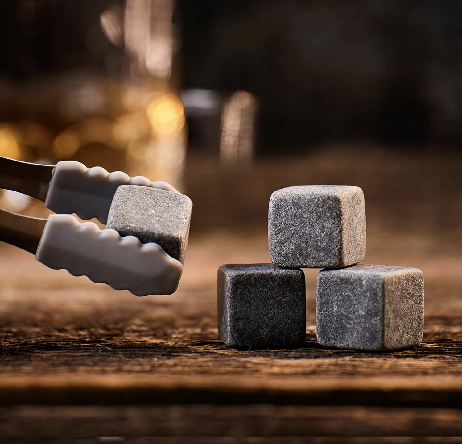 Zestaw 12 Kamieni Whisky Woreczek Szczypce Chłodzenie Whisky Szary Granit - obrazek 4