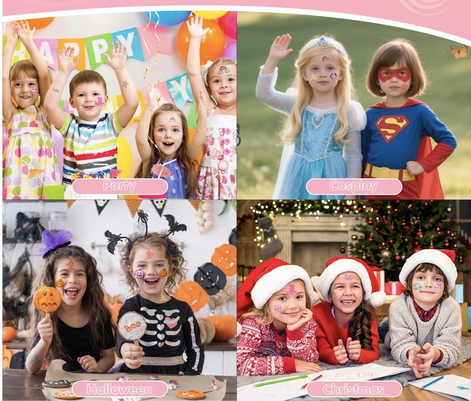 Zestaw Brokatowych Tatuaży Dla Dziewczynek 36 Kolorów 220 Szablonów 3 kleje - obrazek 4