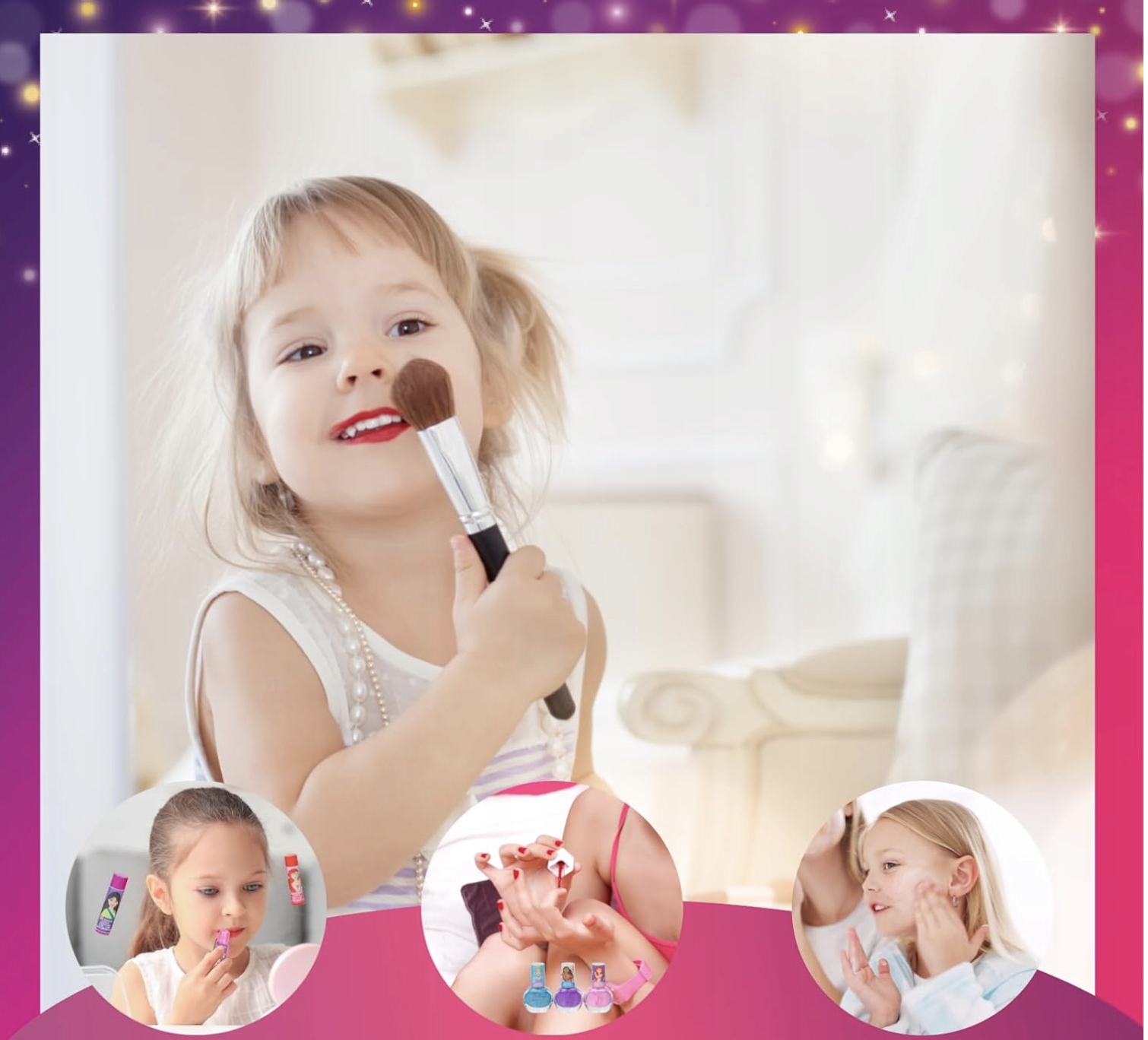 Zestaw Kosmetyczny Dla Dziewczynek Etui Podróżne Błyszczyki Lakier Pędzle - obrazek 3