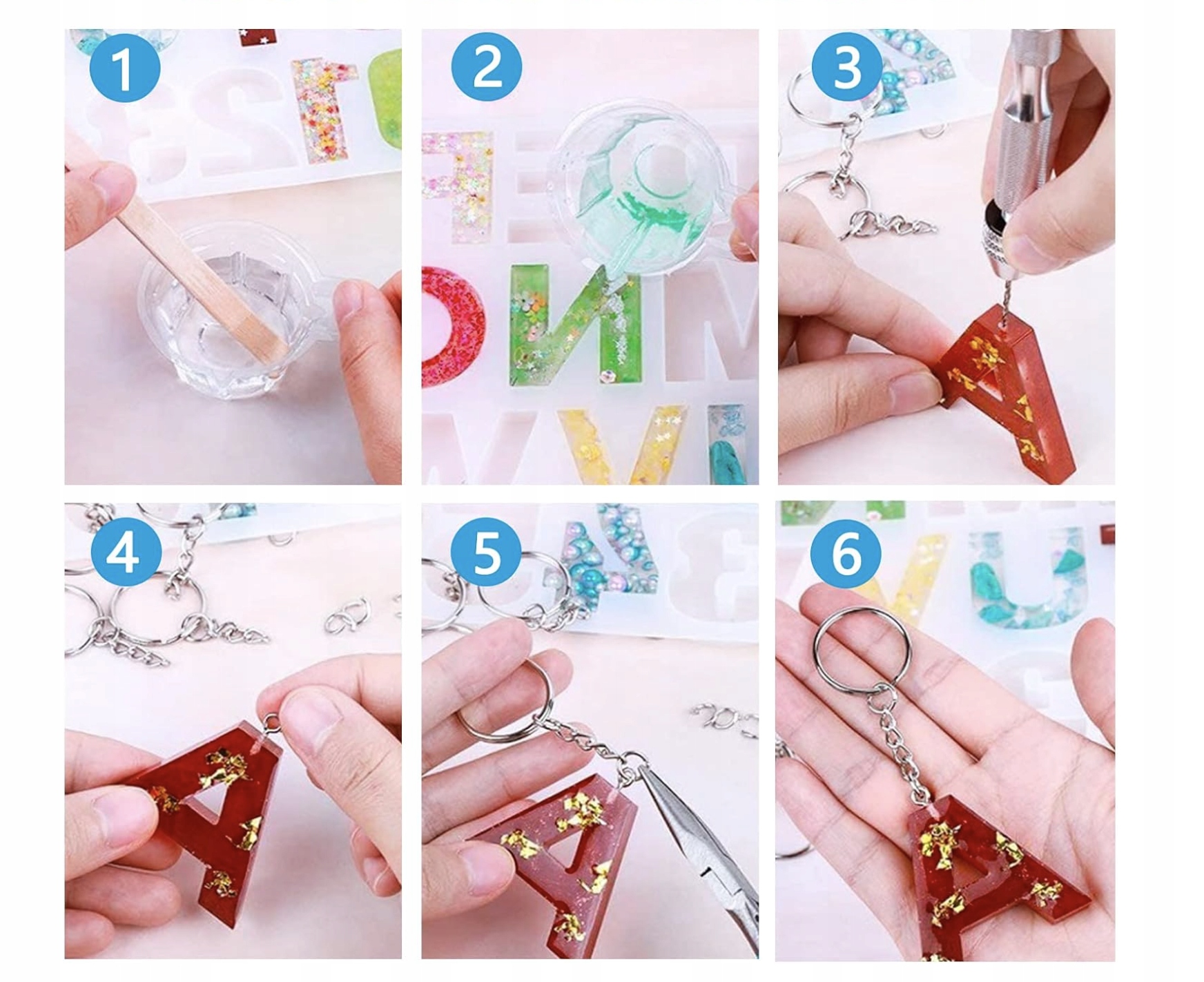 Zestaw Do Odlewania Żywicy Epoksydowej 300 sztuk silikonowe foremki Liter - obrazek 5