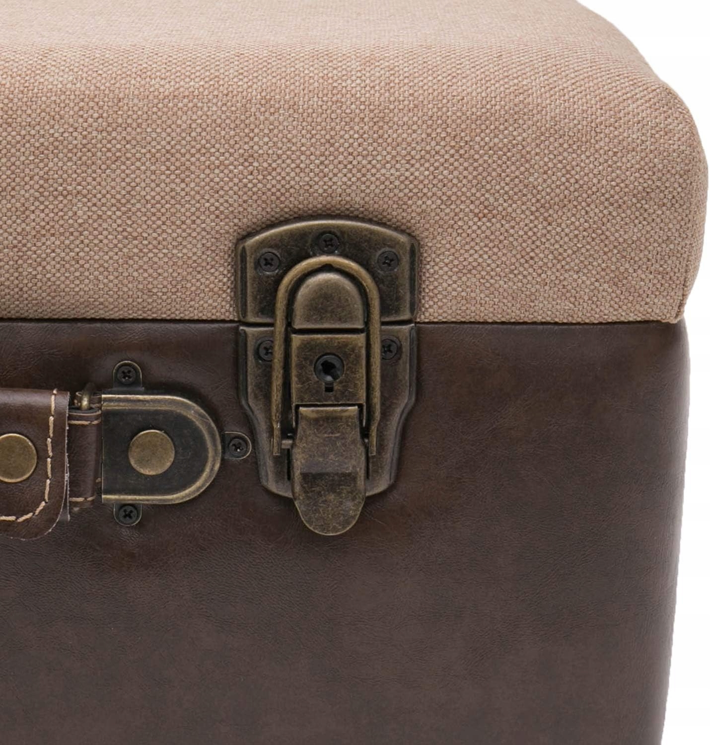 STOŁEK W STYLU VINTAGE | Z DREWNIANYM MIEJSCE DO PRZECHOWYWANIA | BRĄZOWE - obrazek 8