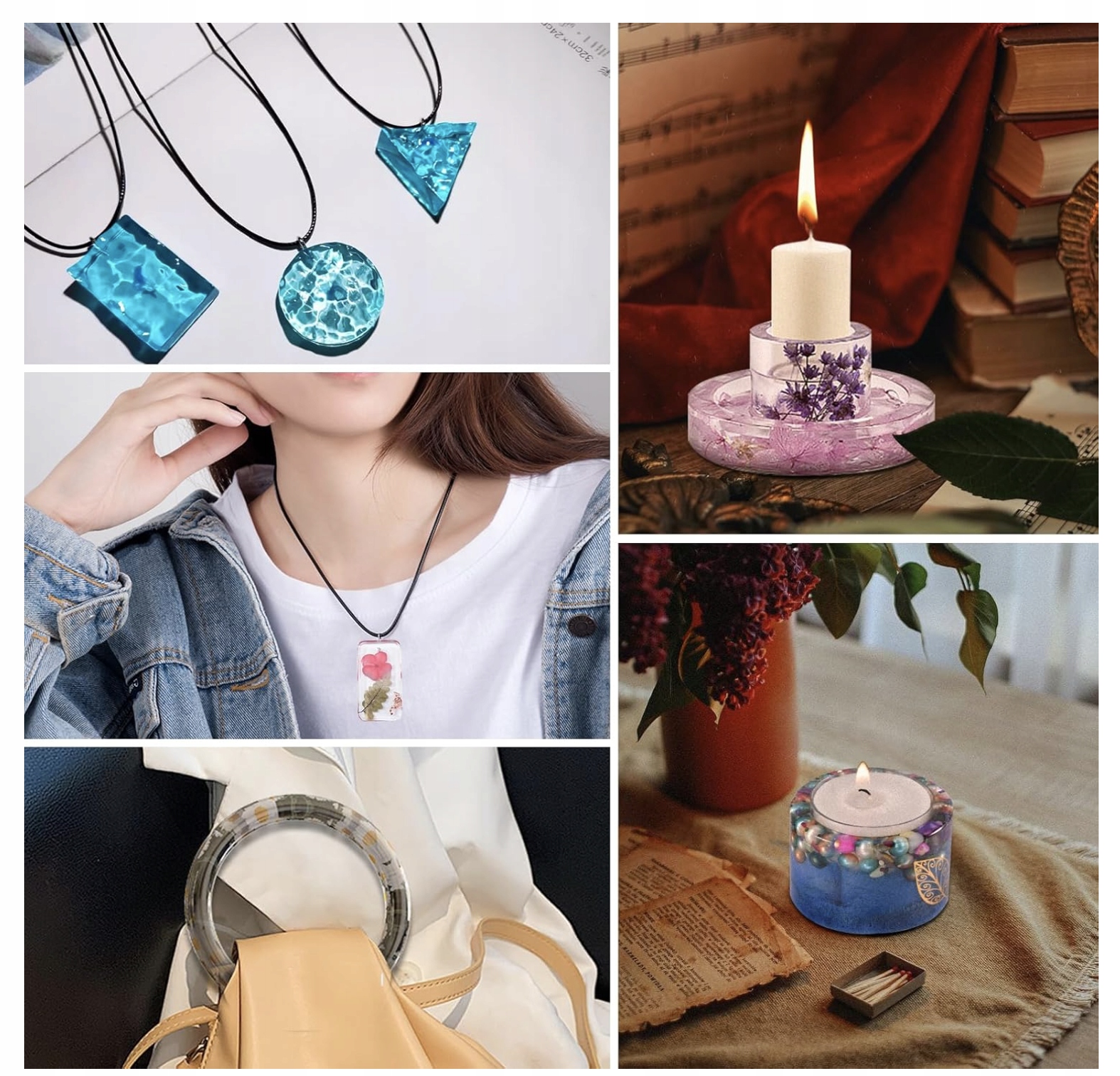 Formy Silikonowe Do Żywicy Epoksydowej 50 Sztuk Zestaw DIY Odlewy Akcesoria - obrazek 2