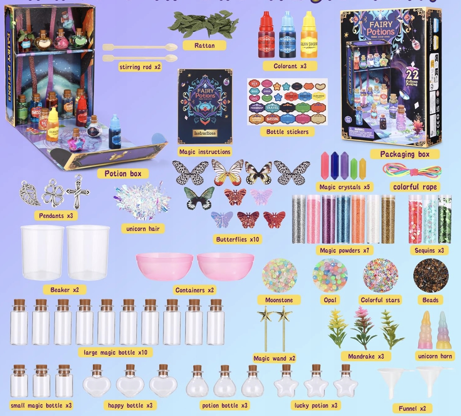 Zestaw Mikstur DIY dla Dzieci 22Kolorowe Eliksiry Naukowe Odkrycia Wróżkowe - obrazek 2