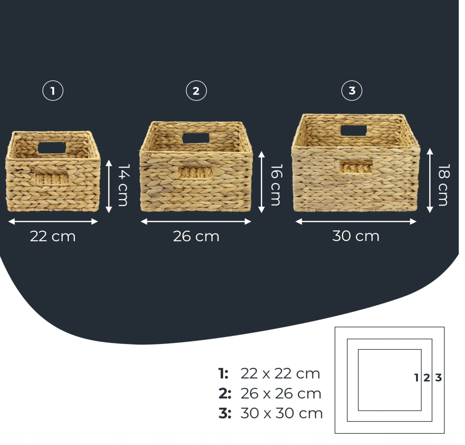 Kosz Do Przechowywania Z Hiacyntu Zestaw 3 sztuk Na Kosmetyki Drobiazgi - obrazek 5