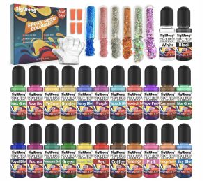 Pigmenty Do Żywicy Epoksydowej 24+6 Kolorów Brokat Akcesoria DIY