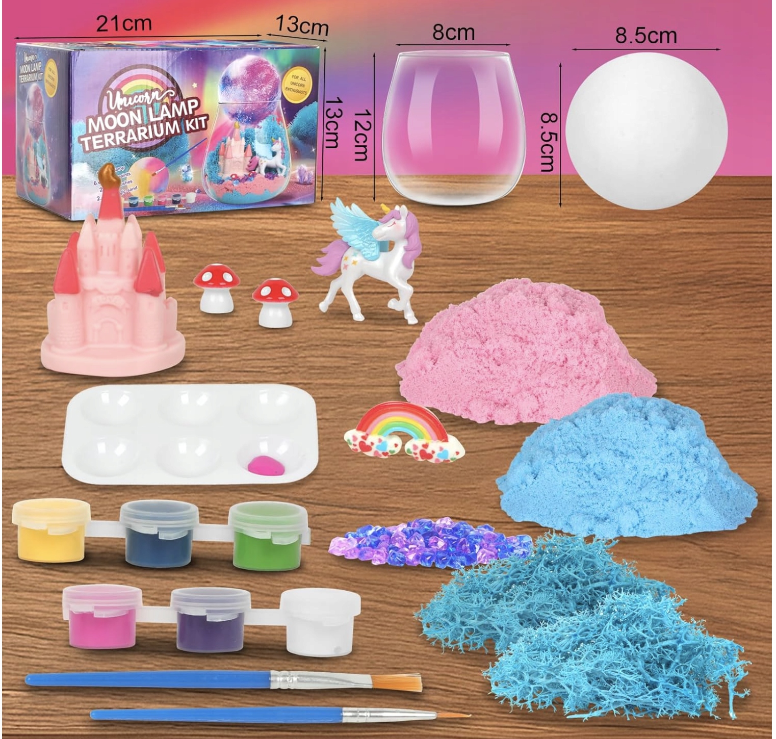 Lampa Księżycowa DIY Akcesoria Do Malowania Terrarium Jednorożec Farbki - obrazek 2