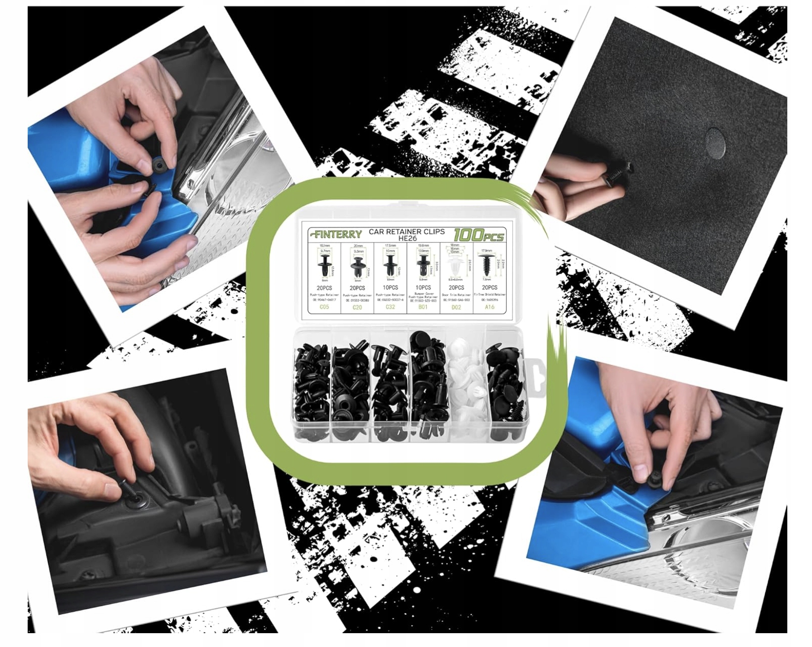 Zestaw 100 Klipsów Samochodowych do Tapicerki Karoserii 6 Rozmiarów - obrazek 5