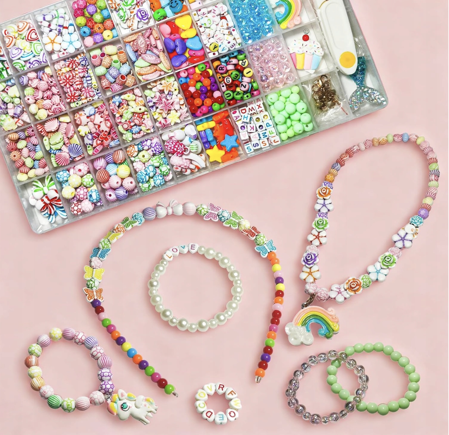 Zestaw do Tworzenia Bransoletek zCharmsami Biżuteria Naszyjnik DIY Koraliki - obrazek 4