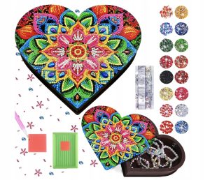 Zestaw 5D Malowanie Po Diamentach Drewniana Szkatułka na Biżuterię Mandala