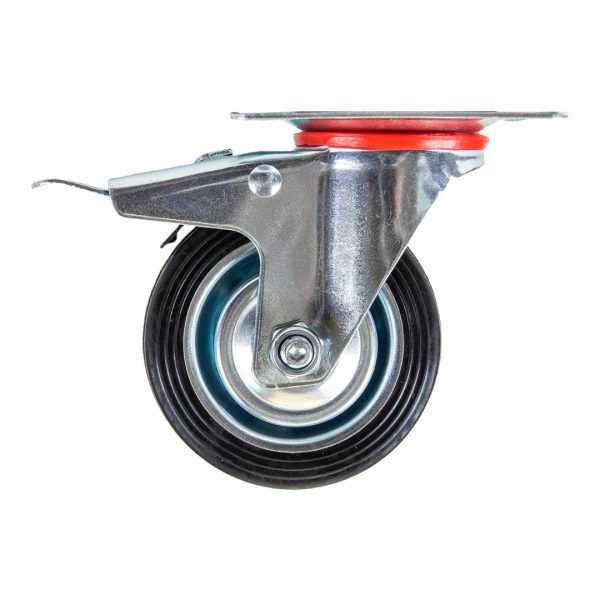 KÓŁKA DO DUŻYCH OBCIĄŻEŃ | Z HAMULCEM | Z PEŁNEJ GUMY | 75 MM | 4 SZTUKI