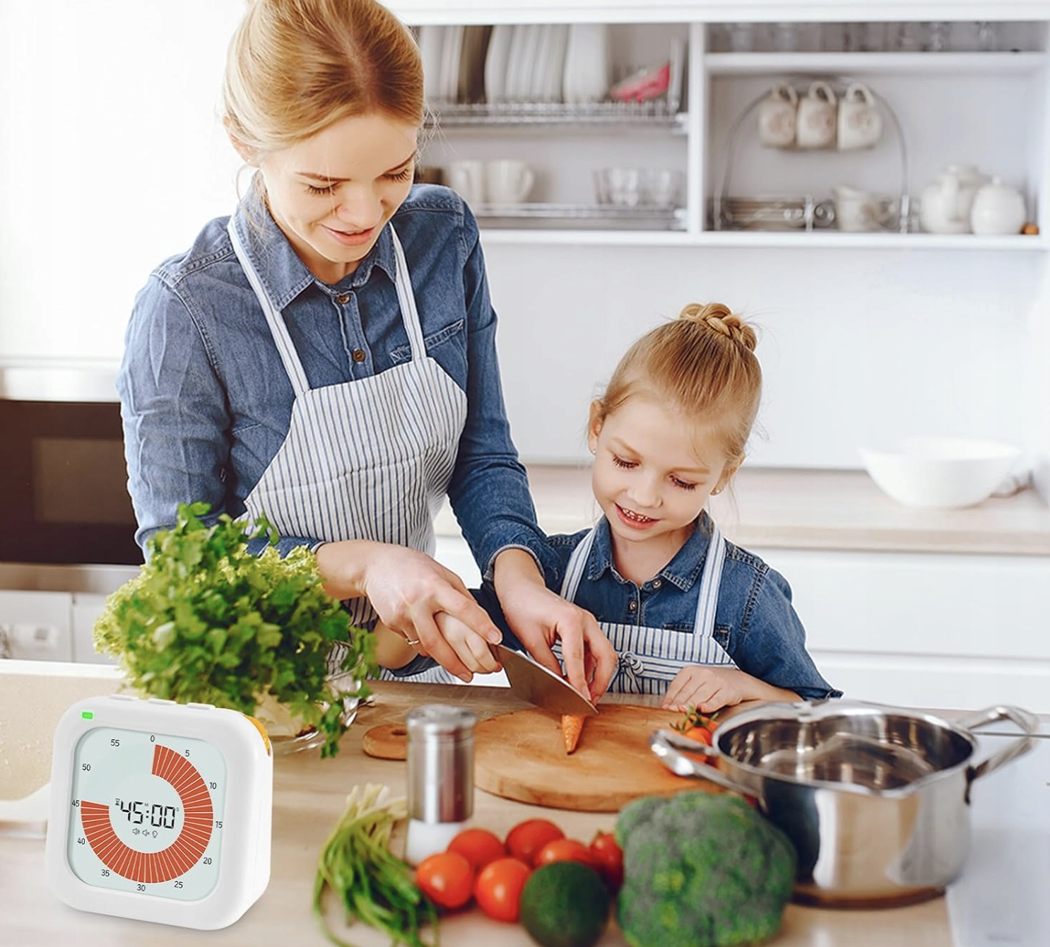 Minutnik Timer Kuchenny Czasomierz Cyfrowy Stoper Biały 3 x 8 x 8 cm - obrazek 2